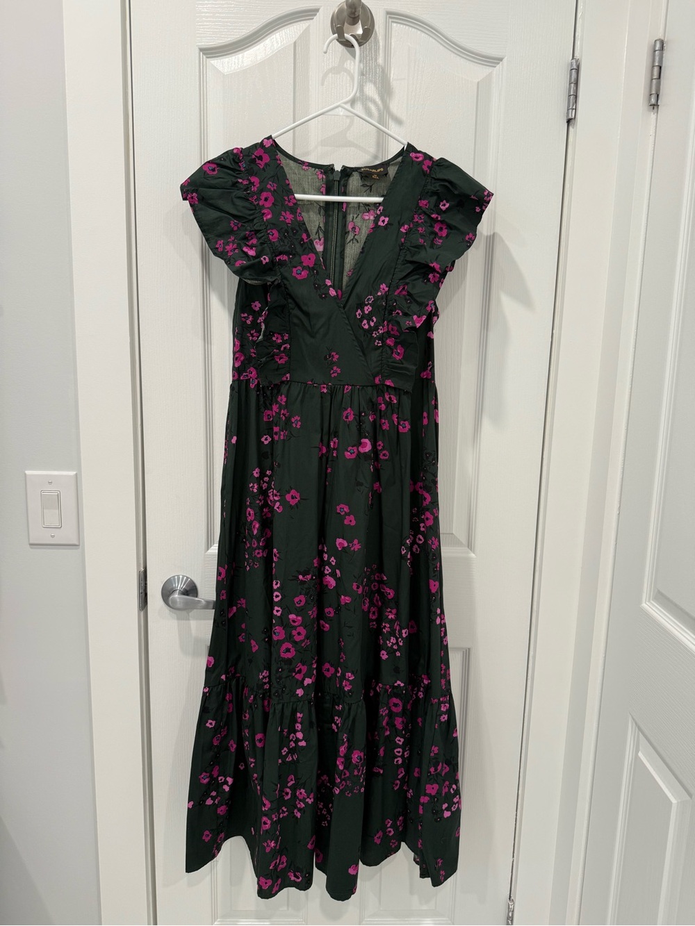 Sugarlips Dark Green Maxi Dress with Fuchsia Floral Print